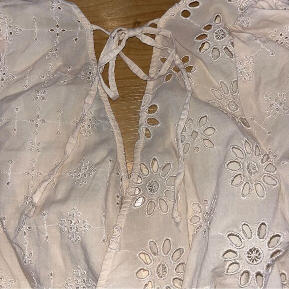 Women's American Eagle Cream Eyelet Lace Ruffle Layered Dress - Picture 6 of 10